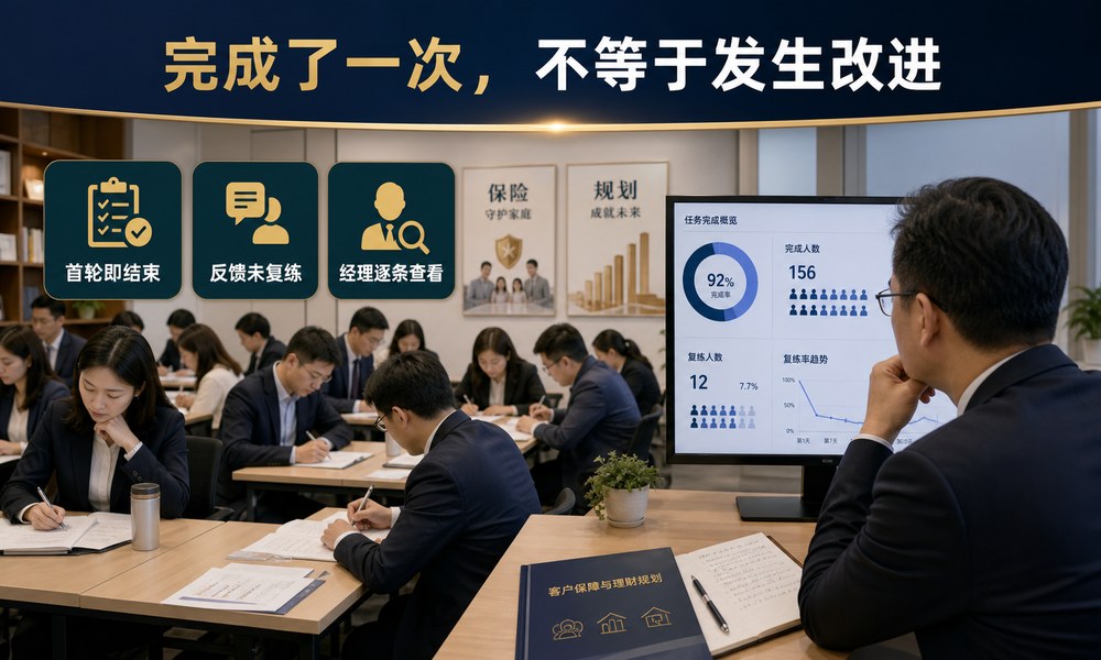 新人首月有效练习率从34%升至81%：一家保险机构重做AI陪练运营