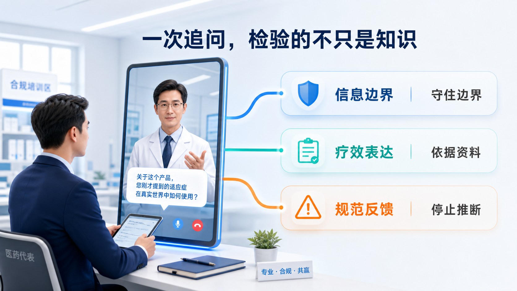 一次追问同时检验信息边界、疗效表达和规范反馈